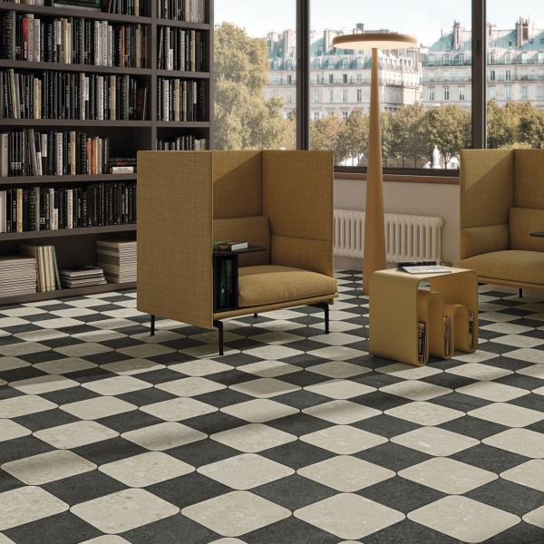 A996 Checkers Rounded Cream Beach Checkers Starry Black Night
