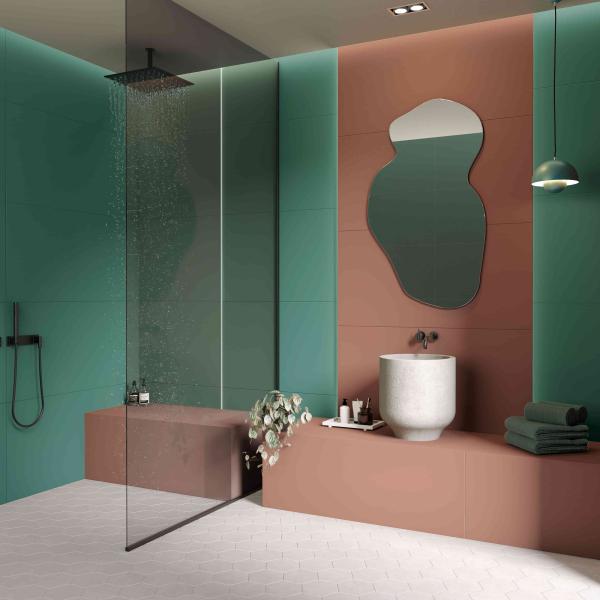 AMB CHROMA EMERALD Y PEACH 60X120 SUNSET HEX MIST   BAÑO