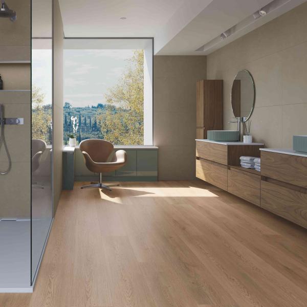 AMBIENTE GLOBAL LIGHT GREIGE 18X122 REV RIFT SAND 60X120 BAÑO Result