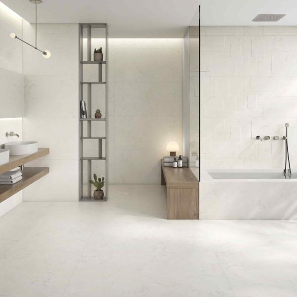 Amb Bianco Perlino Satin 59,5x119,2 Bianco Perlino Decor Satin 59,5x119,2 Bianco Perlino Satin 120x120