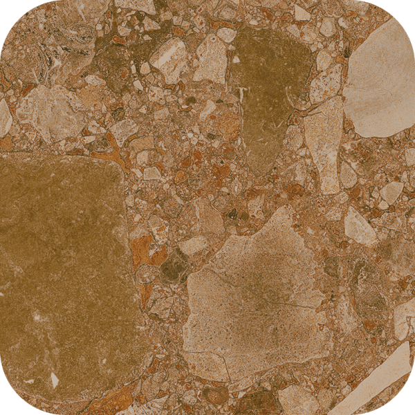 CHECKERS ROUNDED BROWN WASH 28,5X28,5