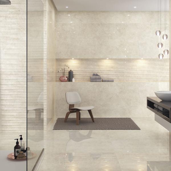 Crema Marfil Brillo 30x60 + 60x120 + Relieve Crema Marfil 30x90.