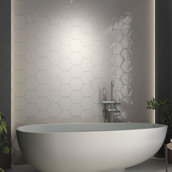 QYMH1280BI22990 MONOCHROME 05 AMBIENTE MONOCHROME WHITE HEXAGONO 16X18 BANO SZ1