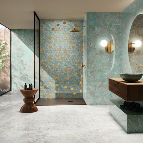 Amb Amazonite Verde 60x120 Mosaico Leaves Mosaico Rombos Amazonite Perla Satin 90x90 2000x