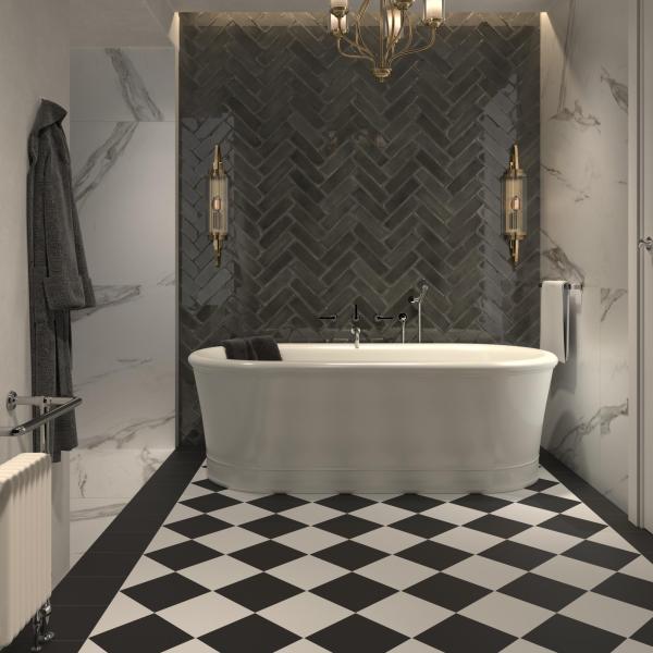 Amb Atlantique Charbon Calacatta Satin 90x90 Black White 20x20 2000x