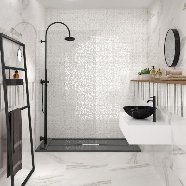 Amb Calacatta Lux Decor Marmolissima Mosaico Lux 1x1 Pav Satinado 2000x