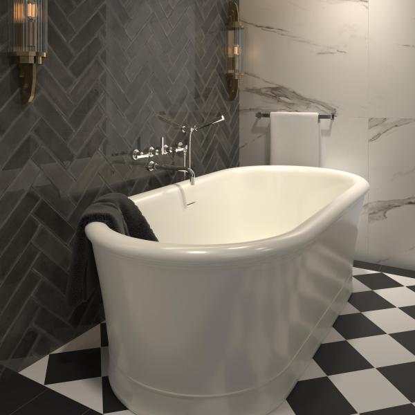 Det Atlantique Charbon Calacatta Satin 90x90 Black White 20x20 2000x